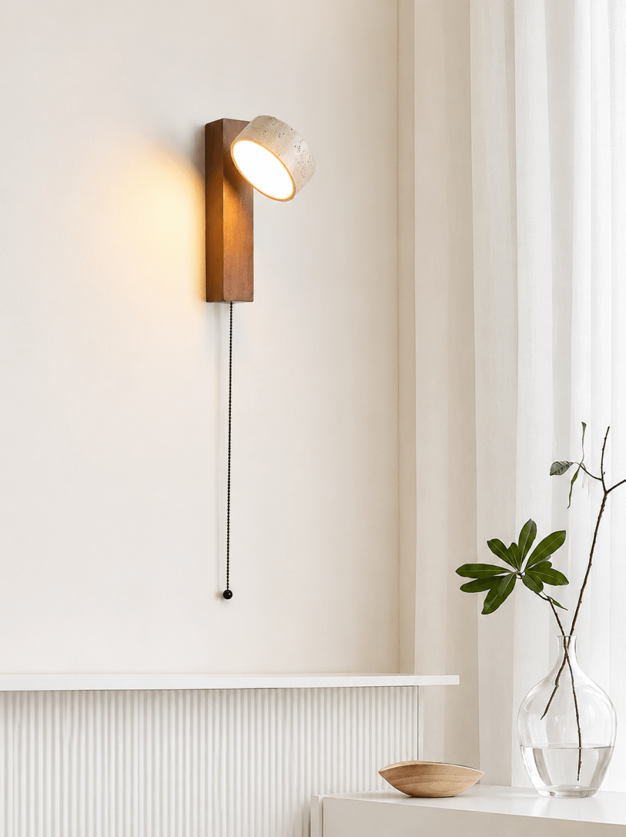 Stone & Wood Column Wall Sconce — Japanese Zen Style | STELE™