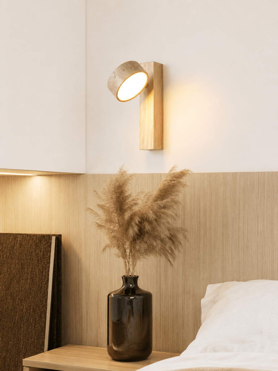 Stone & Wood Column Wall Sconce — Japanese Zen Style | STELE™