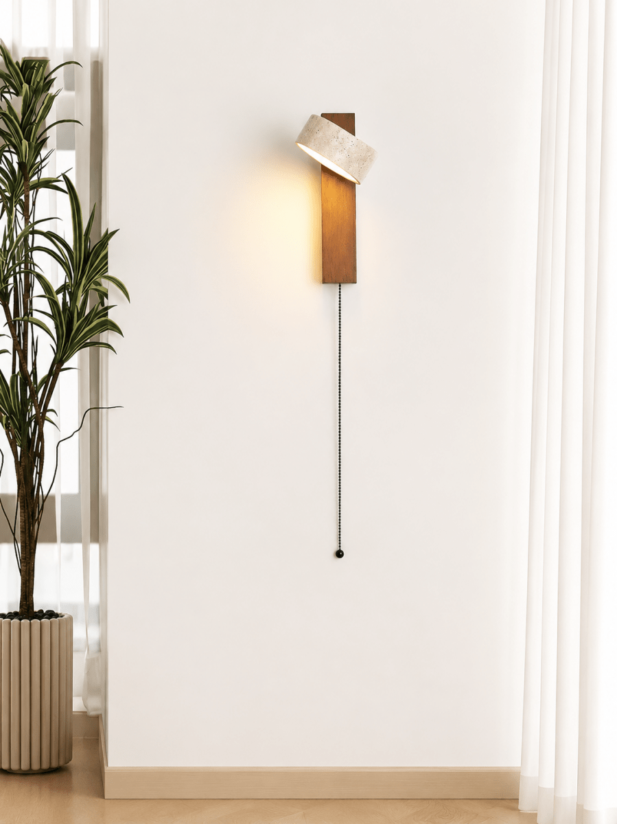 Stone & Wood Column Wall Sconce — Japanese Zen Style | STELE™