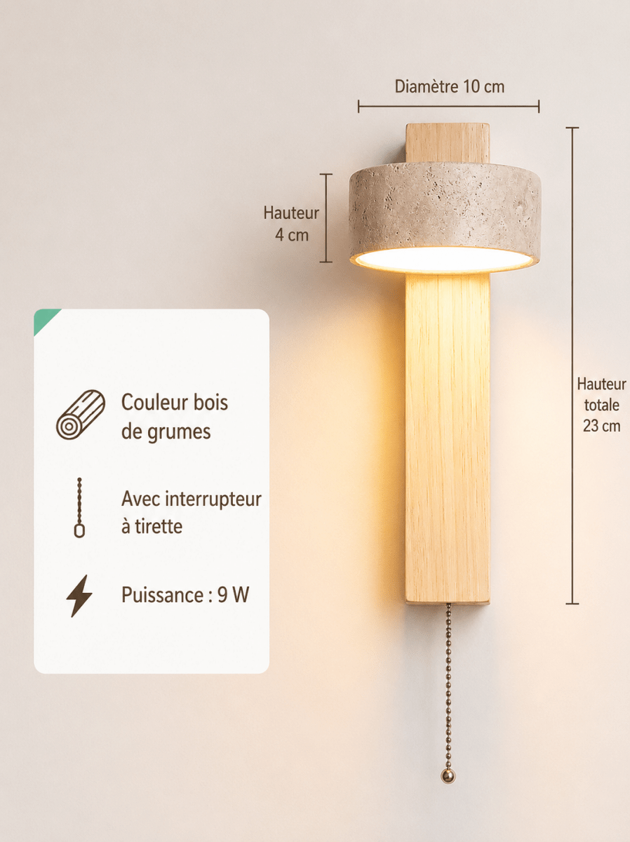 Stone & Wood Column Wall Sconce — Japanese Zen Style | STELE™