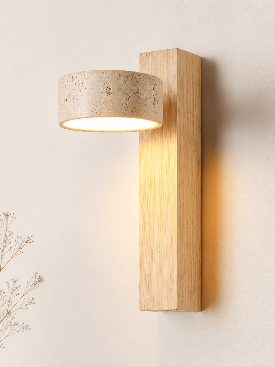 Stone & Wood Column Wall Sconce — Japanese Zen Style | STELE™