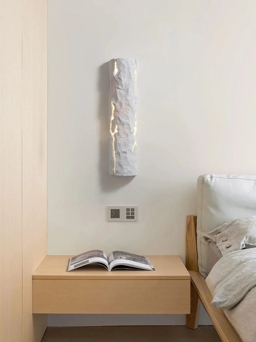 Tree Stump & Textured White Wall Sconce — Modern Rustic Bedside Style | TRONC™