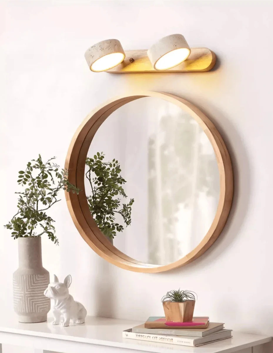 Travertine Pebble Duo Wall Sconce — Wabi-Sabi Style | CALANQUE™