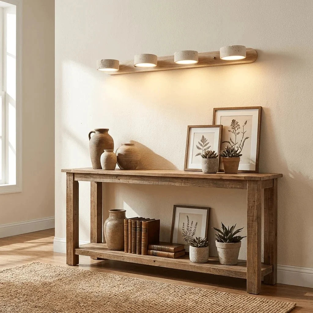 Travertine Pebble Duo Wall Sconce — Wabi-Sabi Style | CALANQUE™