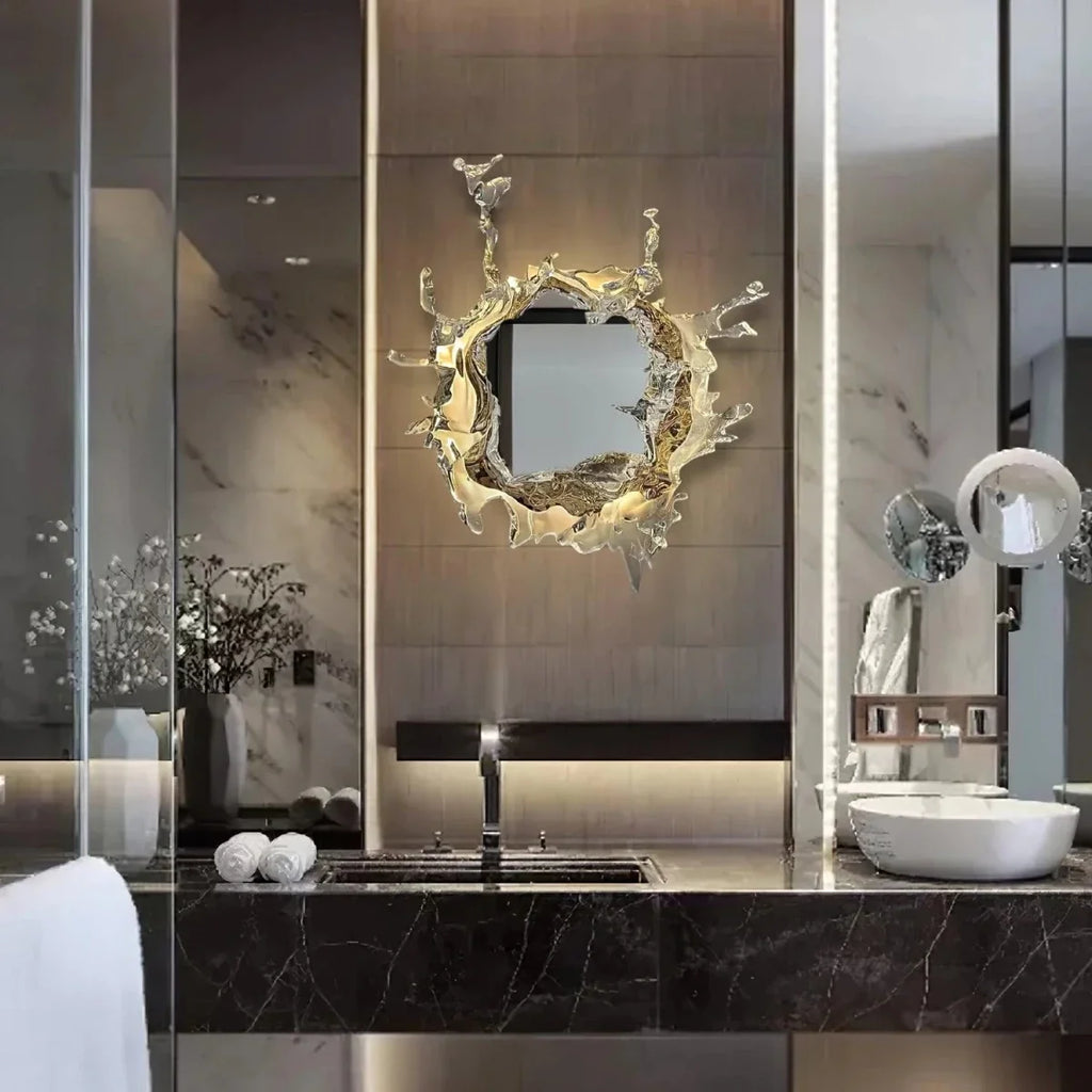 Curved Glass Splash Wall Sconce — Modern Art Mirror Style | ÉCUME™