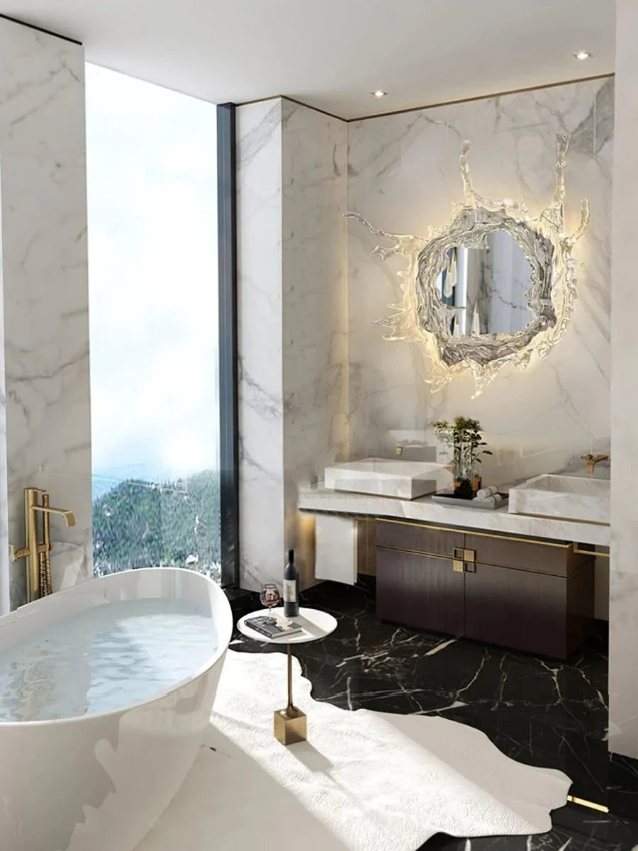 Curved Glass Splash Wall Sconce — Modern Art Mirror Style | ÉCUME™