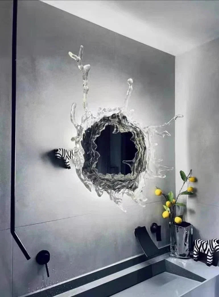 Curved Glass Splash Wall Sconce — Modern Art Mirror Style | ÉCUME™