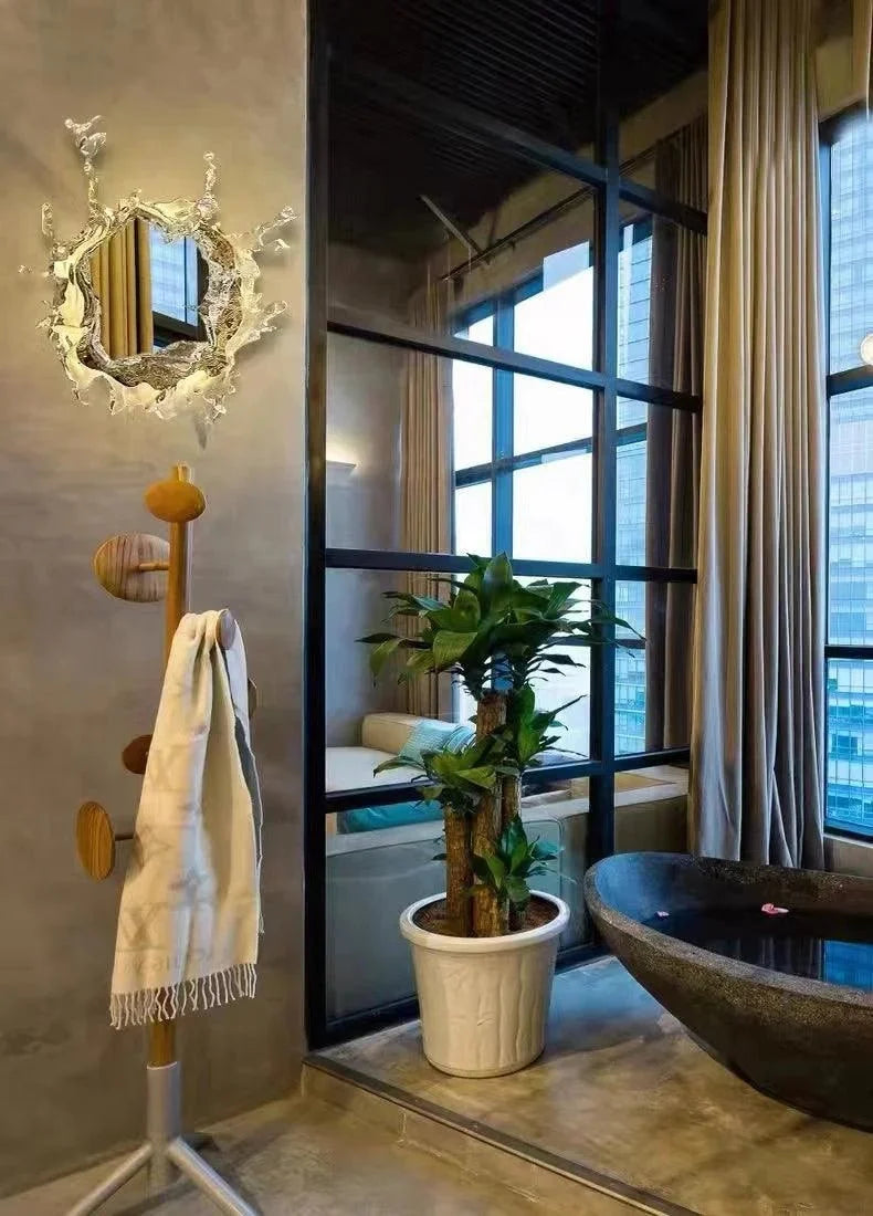 Curved Glass Splash Wall Sconce — Modern Art Mirror Style | ÉCUME™