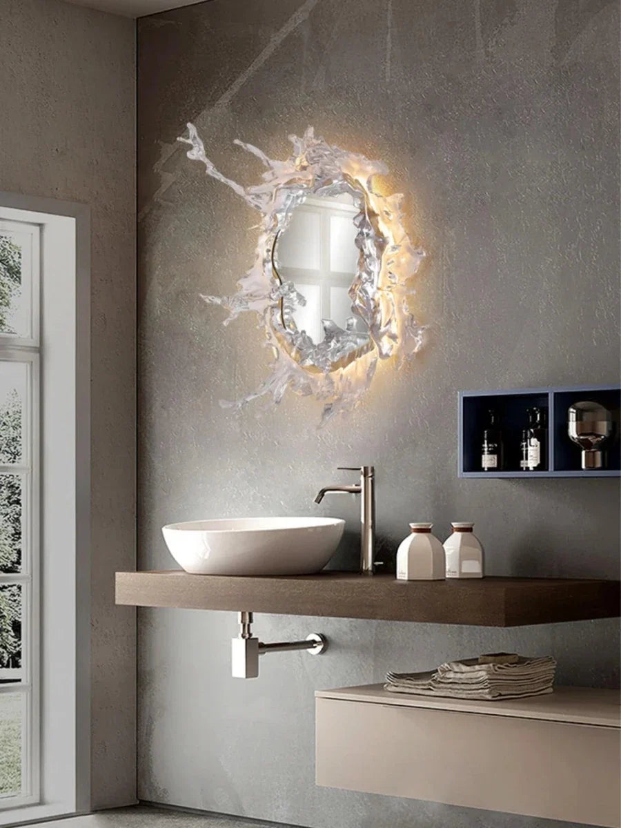 Curved Glass Splash Wall Sconce — Modern Art Mirror Style | ÉCUME™