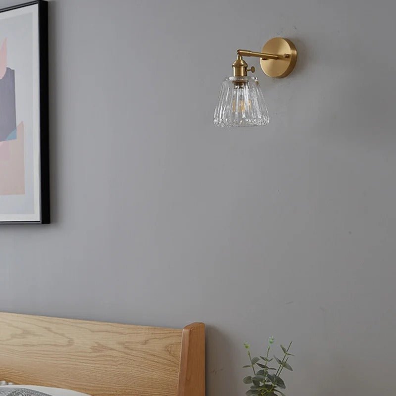 Brass & Fluted Glass Swiveling Wall Sconce — Vintage Workshop Style | ODEON™