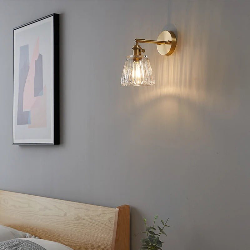 Brass & Fluted Glass Swiveling Wall Sconce — Vintage Workshop Style | ODEON™