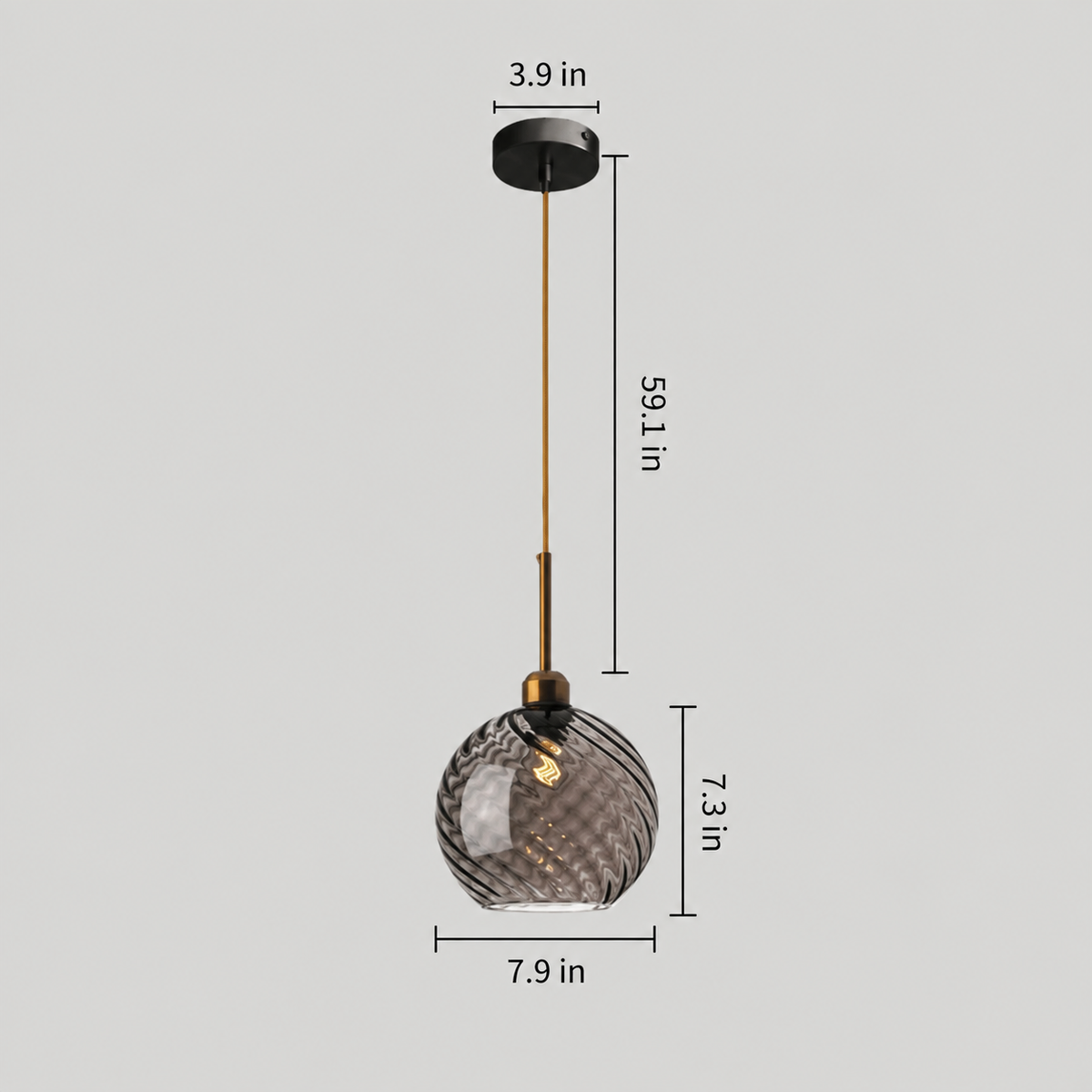 Astrid smoked glass globe shade dimensions in inches