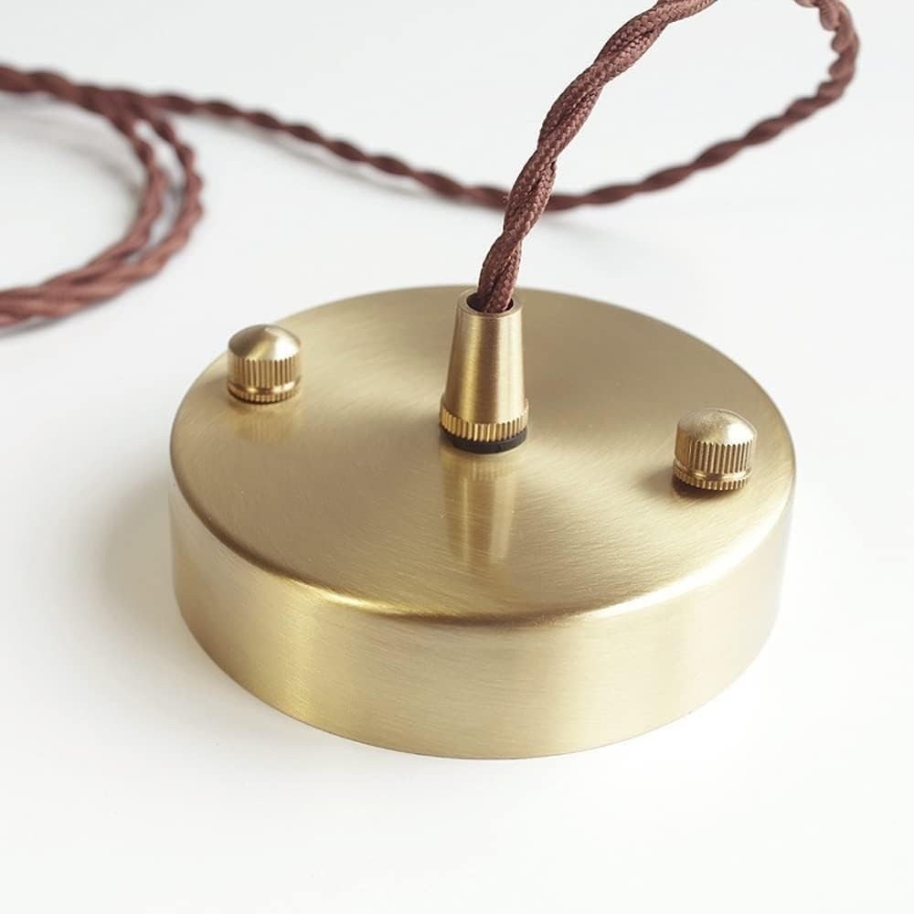 Flora pendant light brushed brass ceiling canopy with braided cord