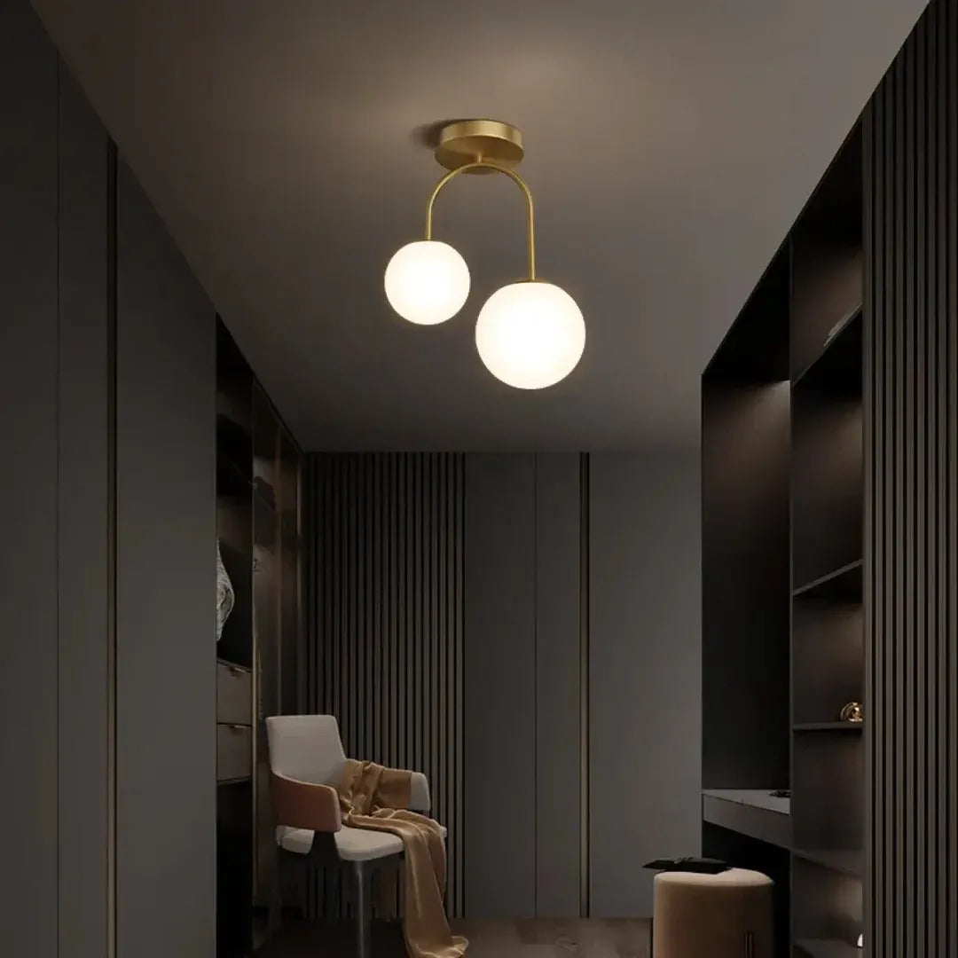 Gemma two-globe ceiling light in a walk-in closet