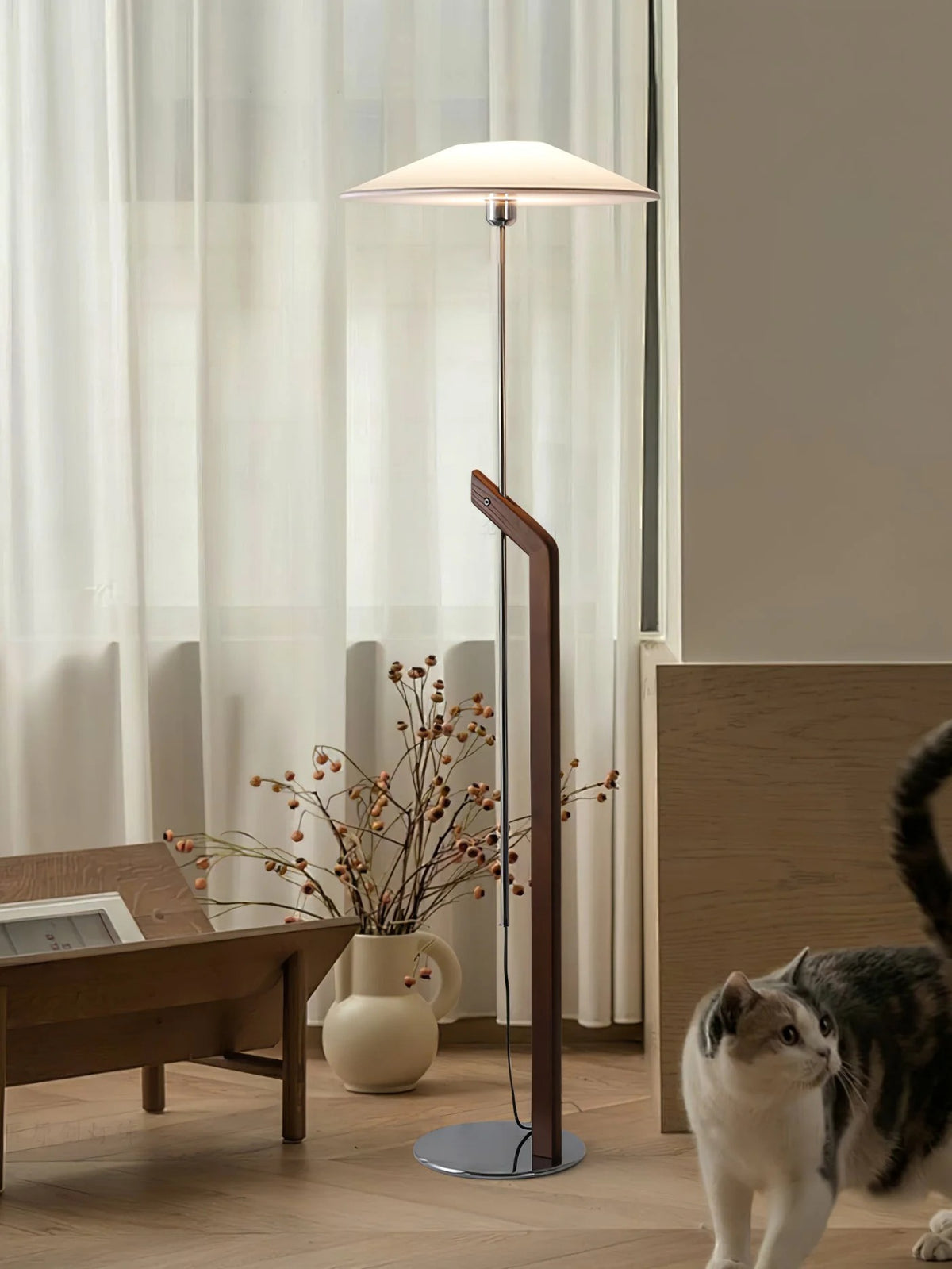 Adjustable Wood & Chrome LED Floor Lamp – 43.3 to 78.7 Inch | Zenith – alternate view 11