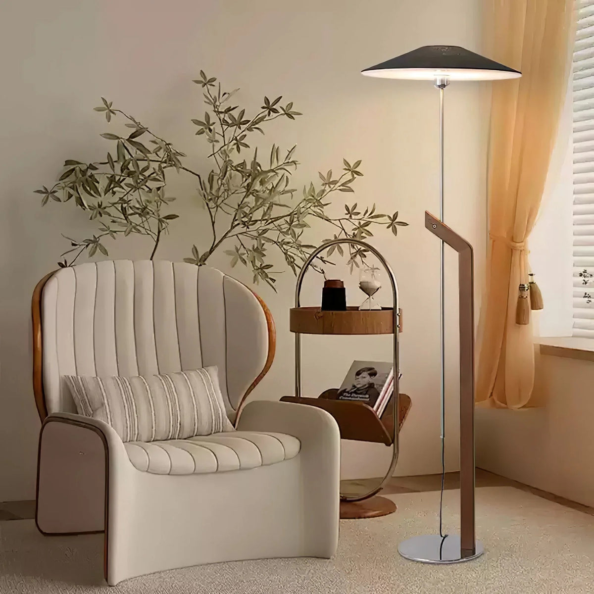 Adjustable Wood & Chrome LED Floor Lamp – 43.3 to 78.7 Inch | Zenith – alternate view 7