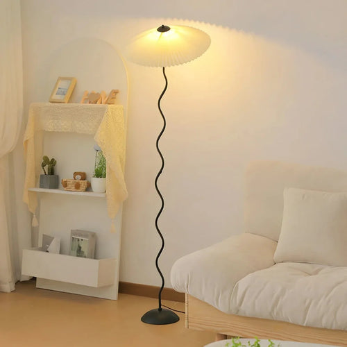 Pleated Fabric Shade Floor Lamp — Japanese Wabi-Sabi Style | OMBRELLE™