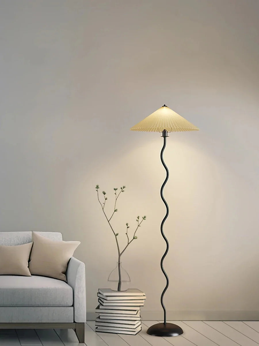 Pleated Fabric Shade Floor Lamp — Japanese Wabi-Sabi Style | OMBRELLE™