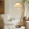 Arched Wood & Pleated Shade Floor Lamp — Scandinavian Style | ARCADE™