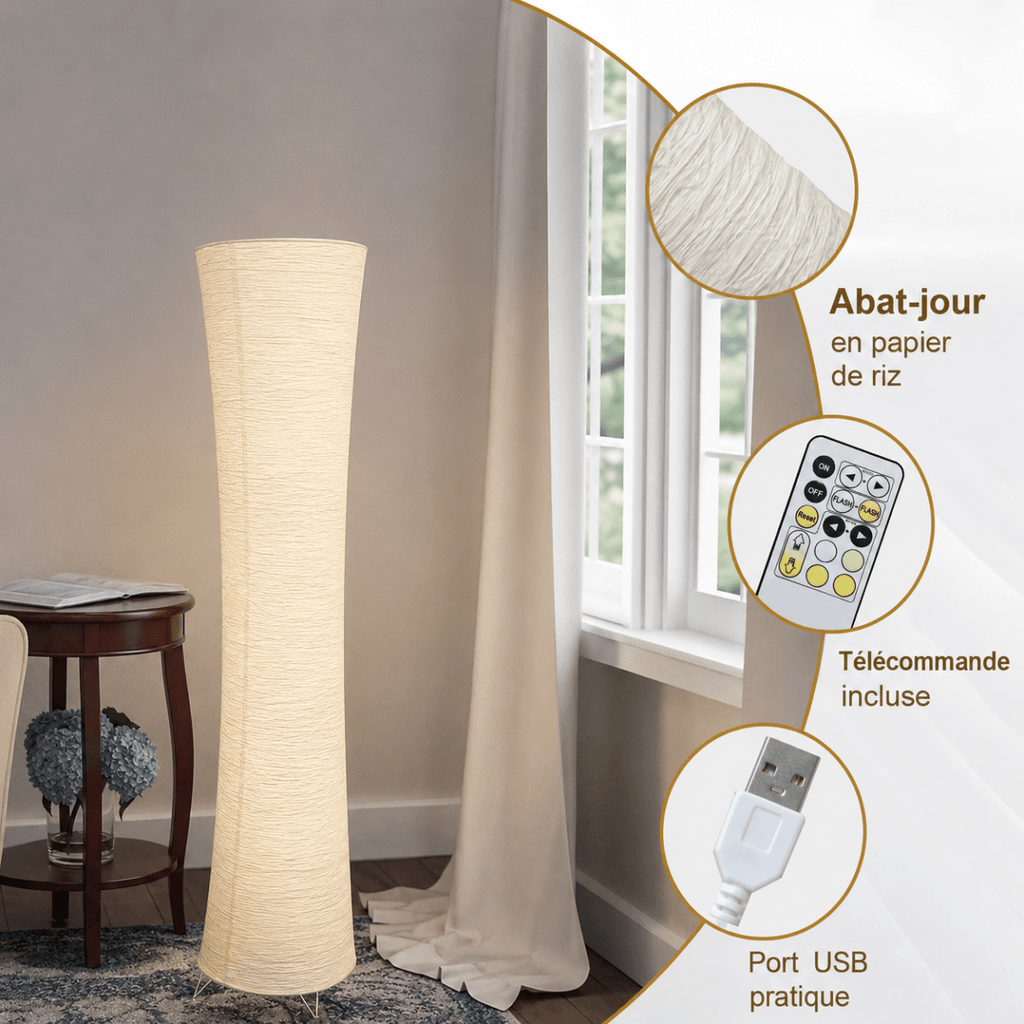 Cylindrical Rice Paper Floor Lamp — Zen Japanese Style | TORO™