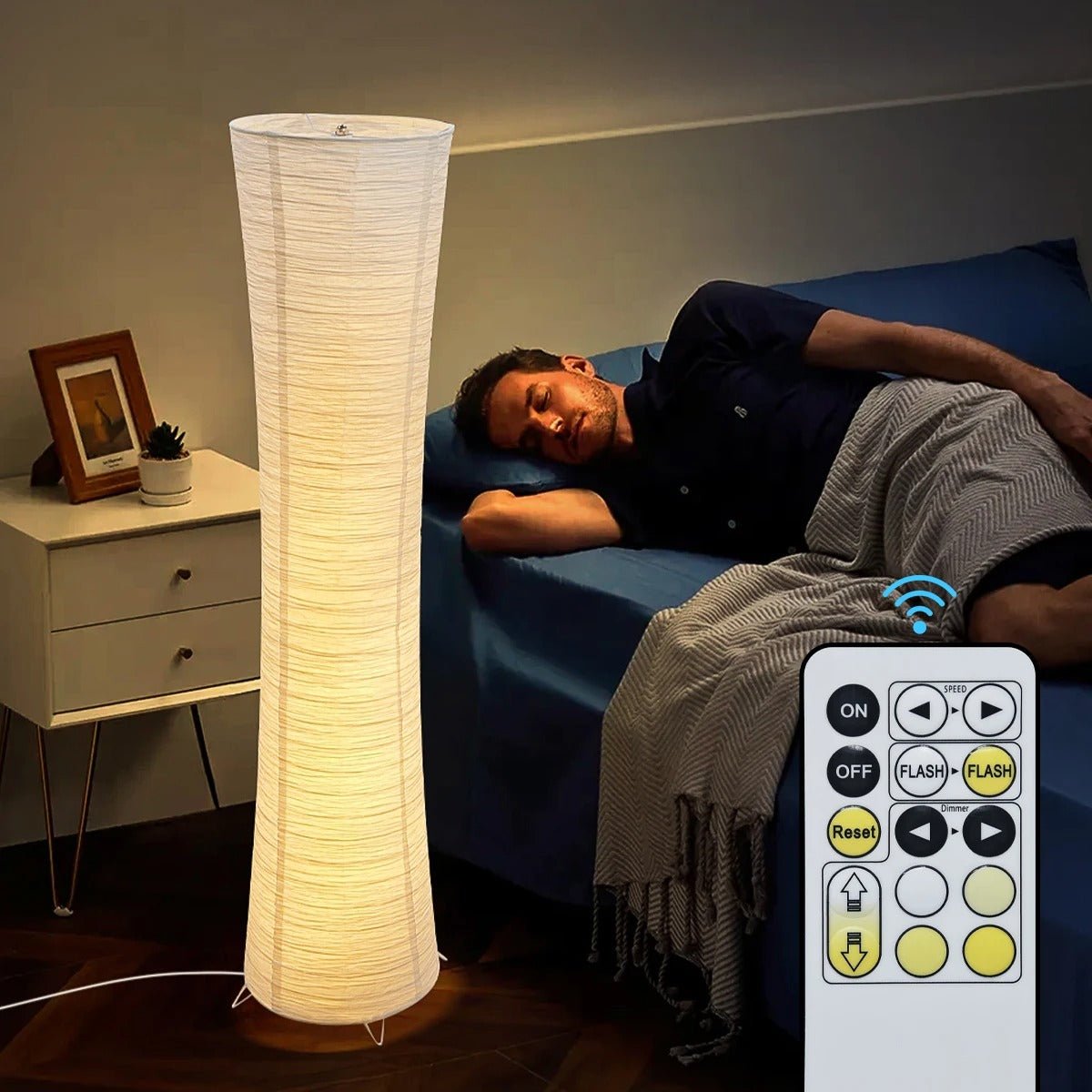 Cylindrical Rice Paper Floor Lamp — Zen Japanese Style | TORO™