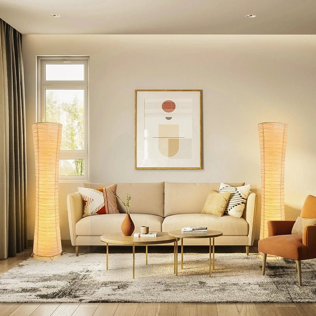 Cylindrical Rice Paper Floor Lamp — Zen Japanese Style | TORO™
