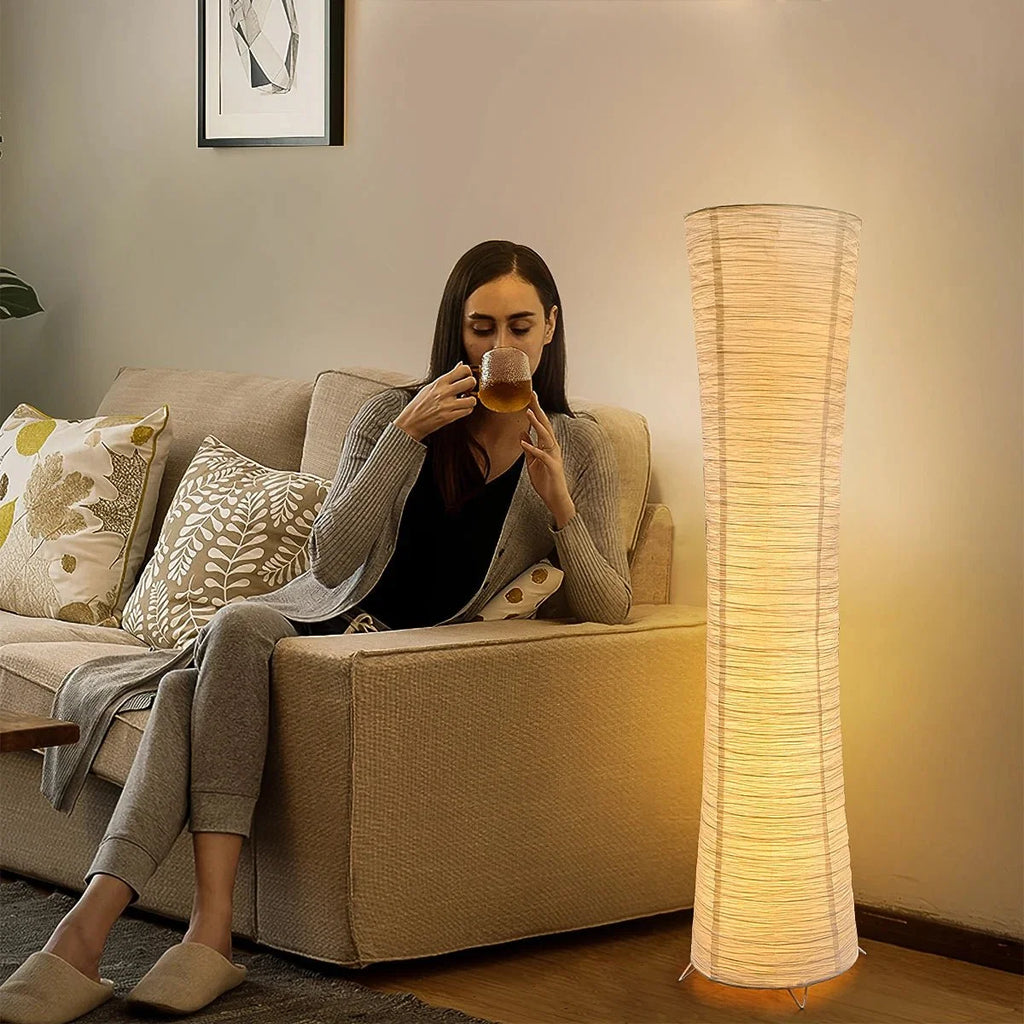 Cylindrical Rice Paper Floor Lamp — Zen Japanese Style | TORO™