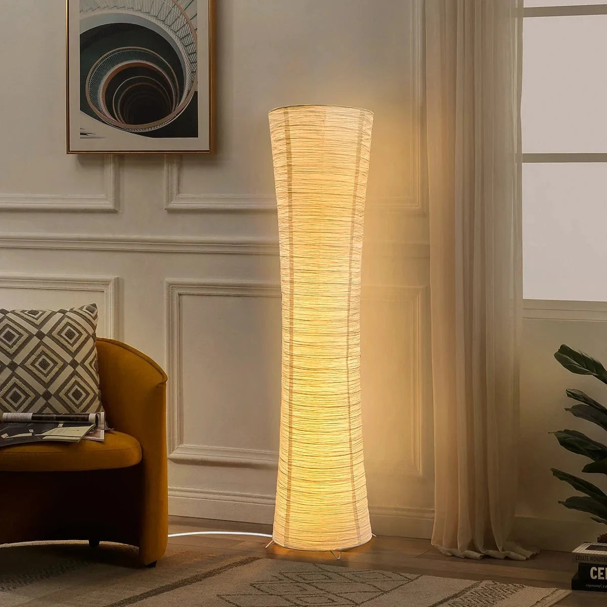 Cylindrical Rice Paper Floor Lamp — Zen Japanese Style | TORO™