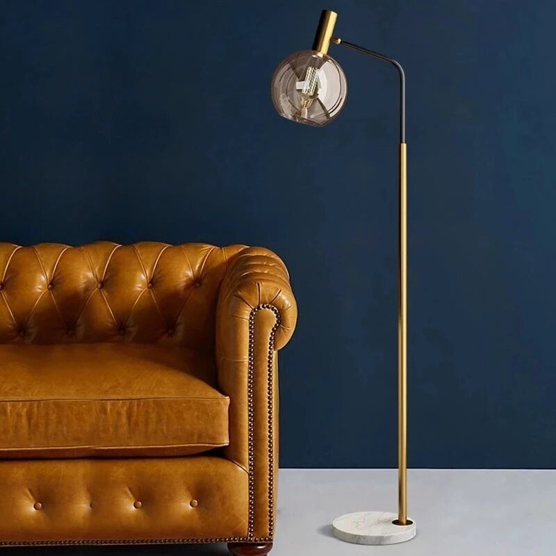 Marble, Brass & Blown Glass Floor Lamp — Luxury Art Deco Style | OPALINE™