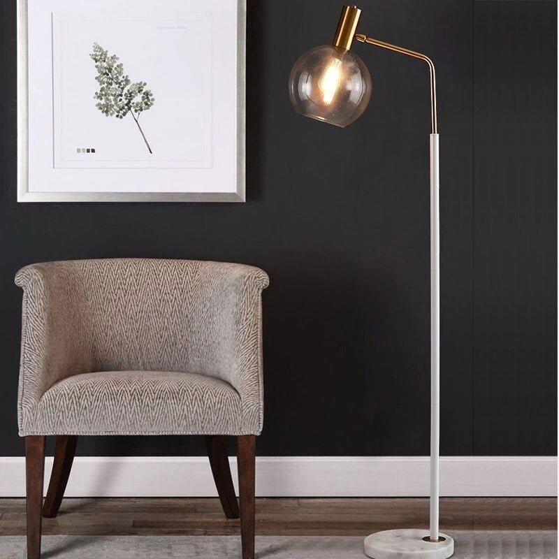 Marble, Brass & Blown Glass Floor Lamp — Luxury Art Deco Style | OPALINE™