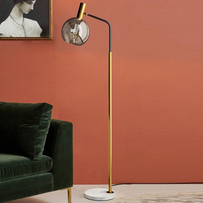 Marble, Brass & Blown Glass Floor Lamp — Luxury Art Deco Style | OPALINE™