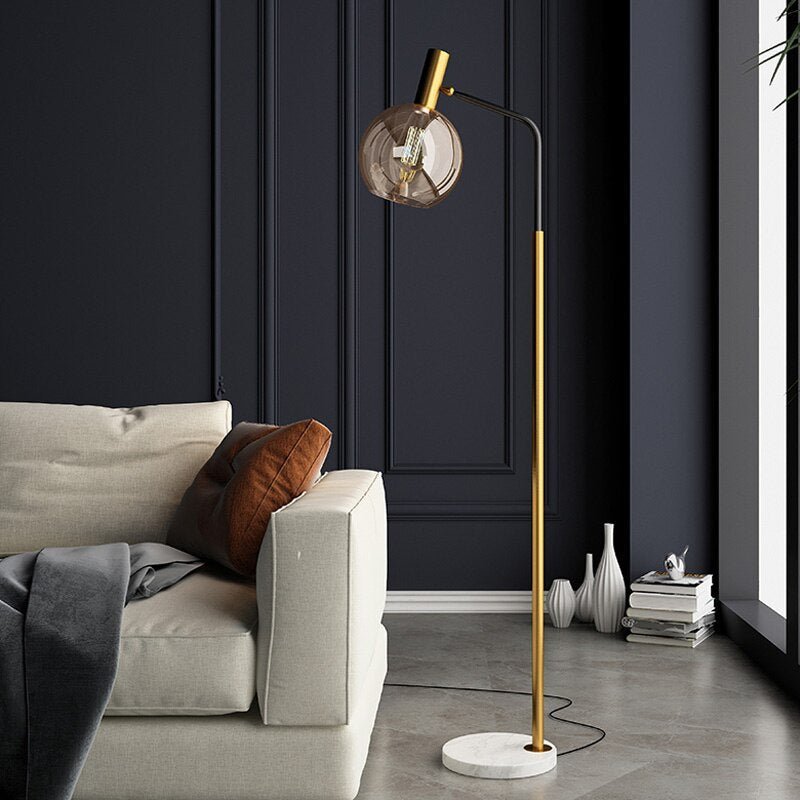 Marble, Brass & Blown Glass Floor Lamp — Luxury Art Deco Style | OPALINE™