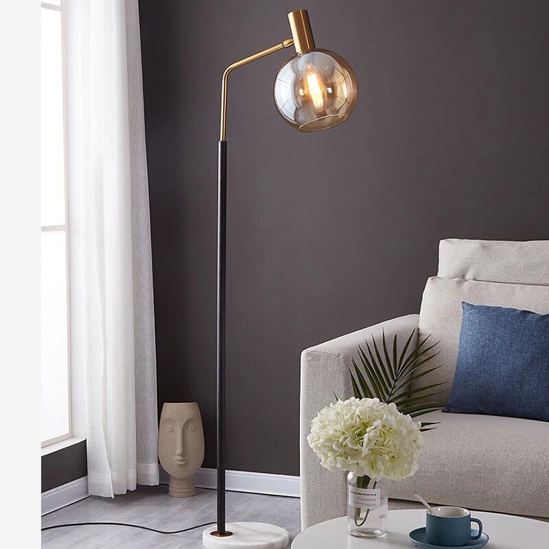 Marble, Brass & Blown Glass Floor Lamp — Luxury Art Deco Style | OPALINE™