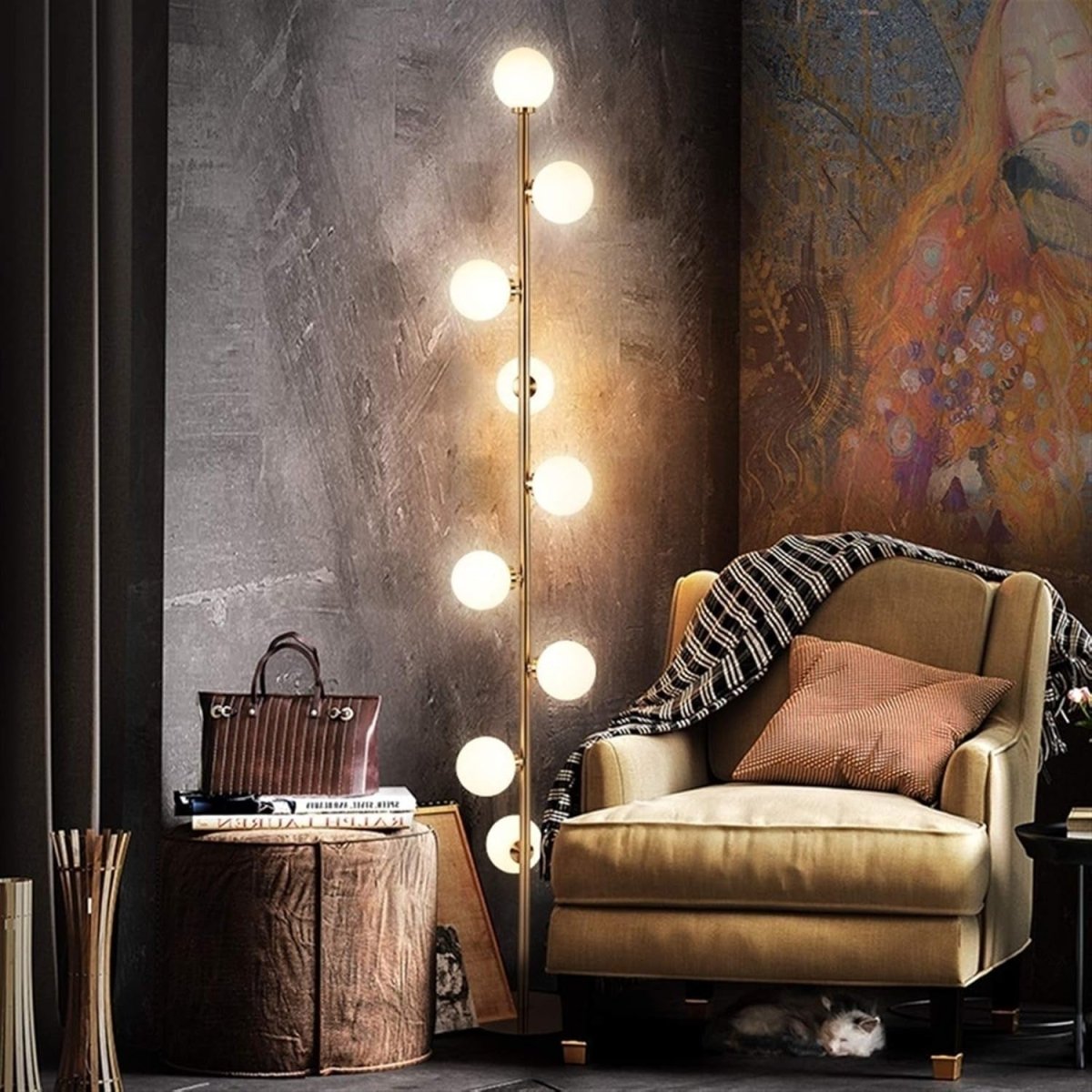 9-Globe Opal Glass Floor Lamp — Nordic Luxury Style | Magic Beans™