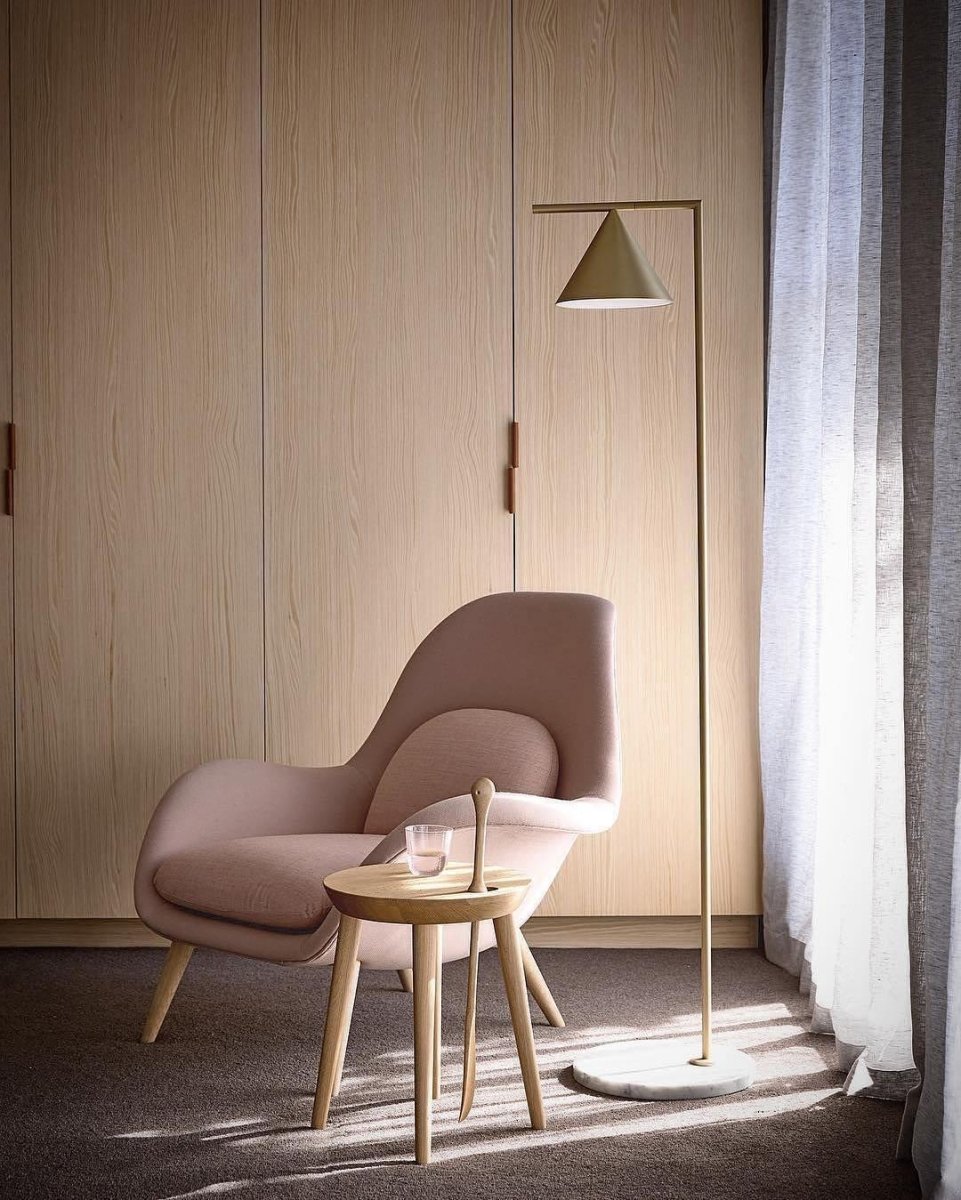 Gold Steel & Marble Base Floor Lamp — Classic Conical Shade Style | CANNE™