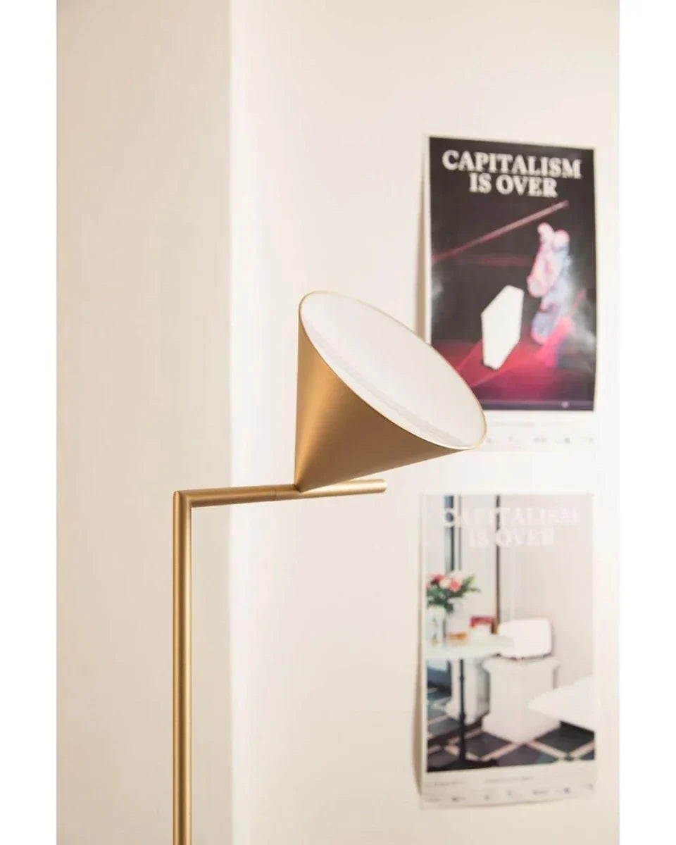 Gold Steel & Marble Base Floor Lamp — Classic Conical Shade Style | CANNE™