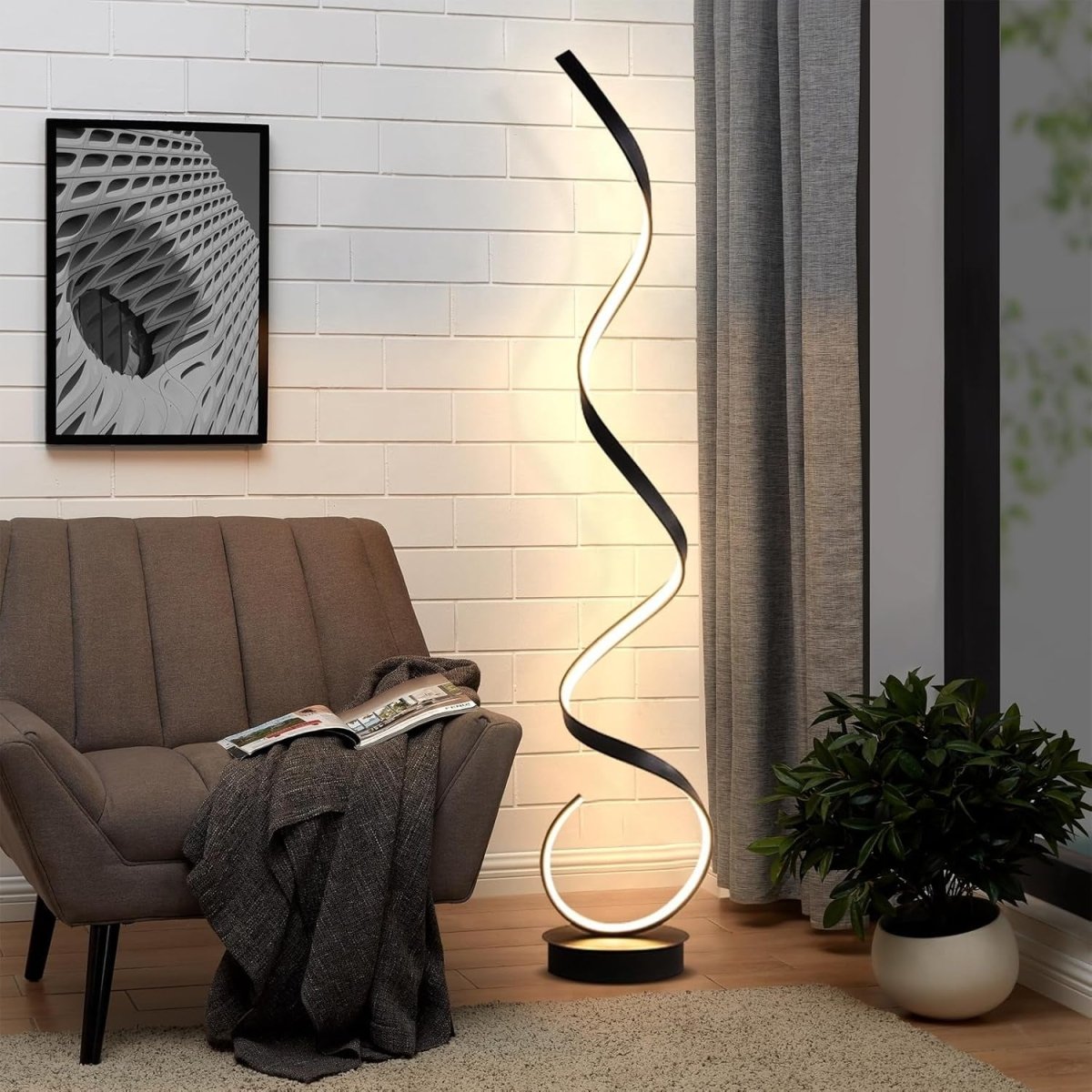 Spiral LED Dimmable Floor Lamp with Remote — Sculptural Style | Karolina™