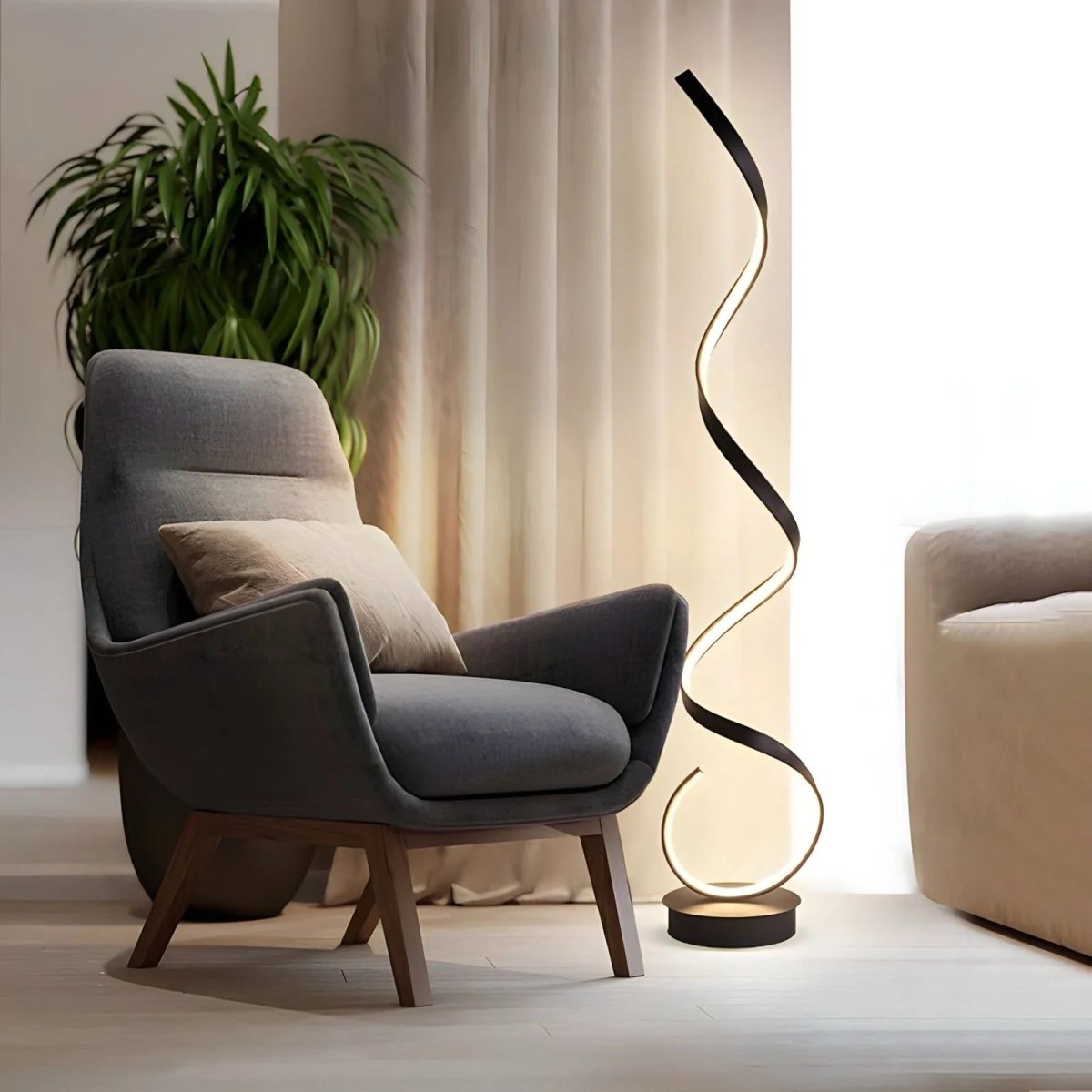 Spiral LED Dimmable Floor Lamp with Remote — Sculptural Style | Karolina™