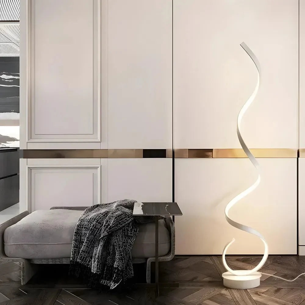 Spiral LED Dimmable Floor Lamp with Remote — Sculptural Style | Karolina™