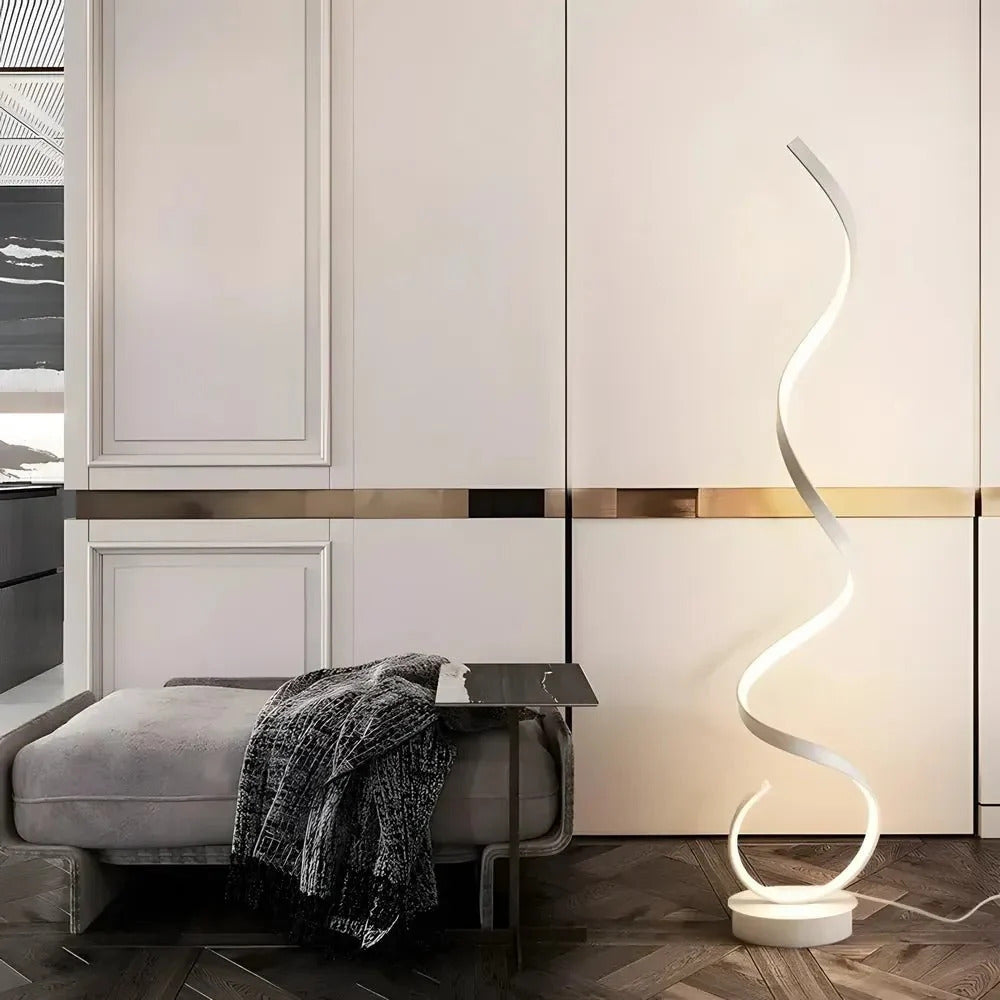 Modern Dimmable LED Spiral Floor Lamp with Remote Control | Sienna