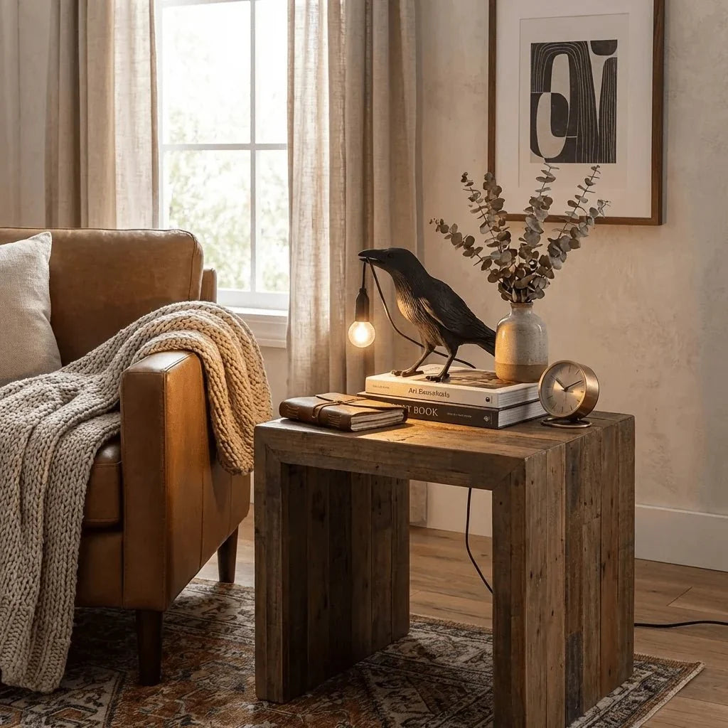 Sculptural Resin Crow Table Lamp — Playful Style | CORBEAU™