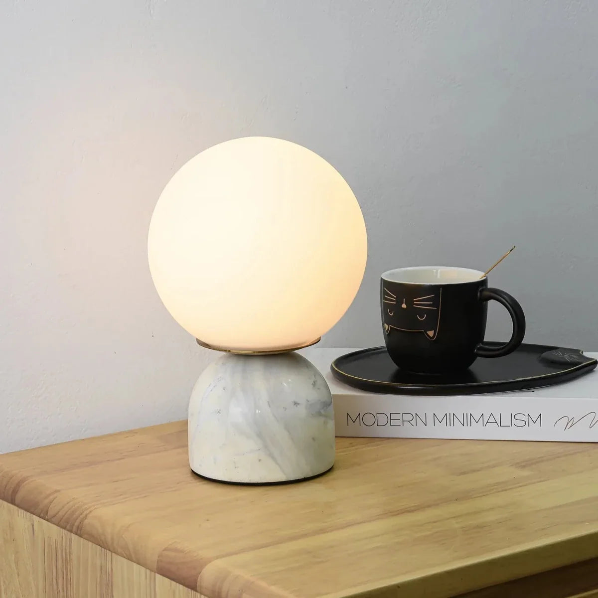 Glass Globe & Marble Base Table Lamp — Minimalist Style | SATURNE™