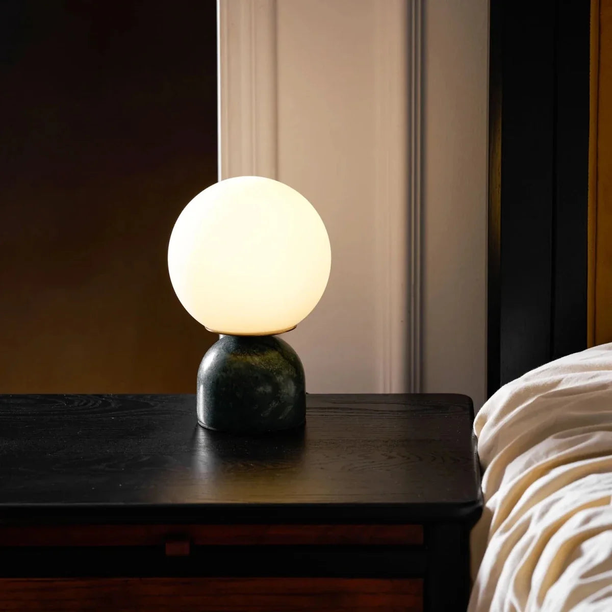 Glass Globe & Marble Base Table Lamp — Minimalist Style | SATURNE™