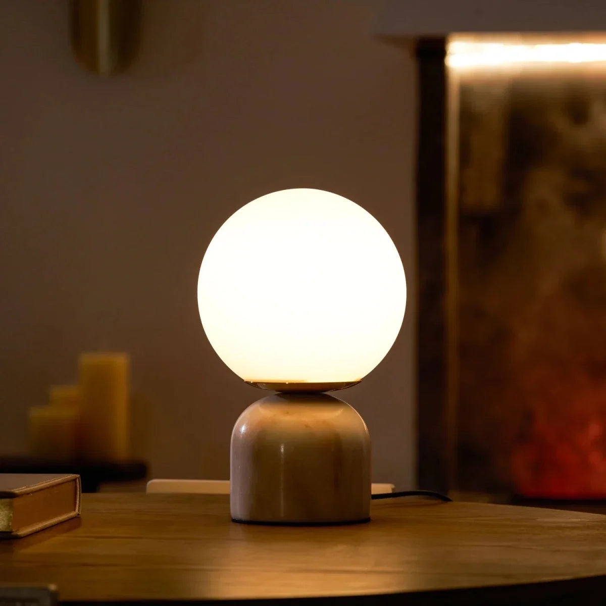 Glass Globe & Marble Base Table Lamp — Minimalist Style | SATURNE™