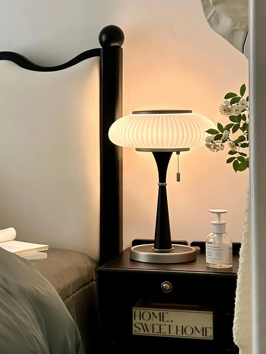Frosted Glass Mushroom Table Lamp — Vintage Nordic Bedside Style | GIROLLE™