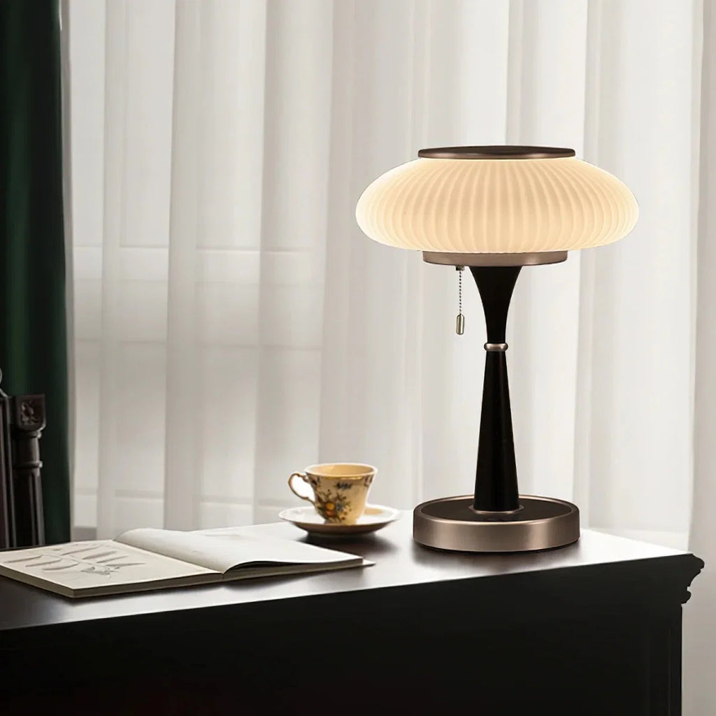 Frosted Glass Mushroom Table Lamp — Vintage Nordic Bedside Style | GIROLLE™
