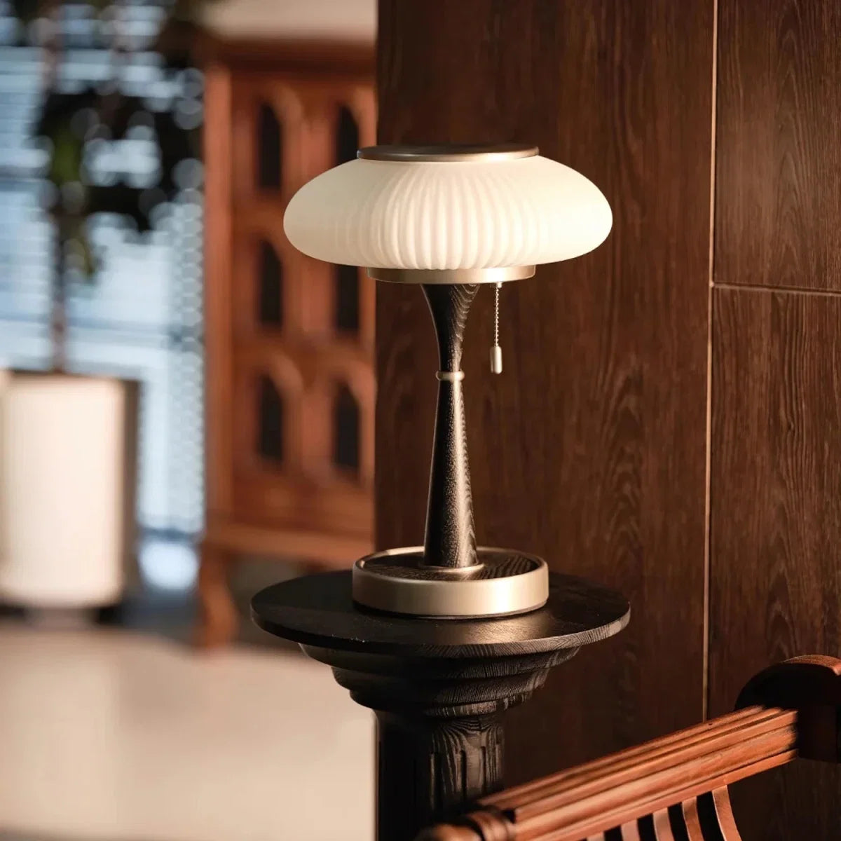 Frosted Glass Mushroom Table Lamp — Vintage Nordic Bedside Style | GIROLLE™