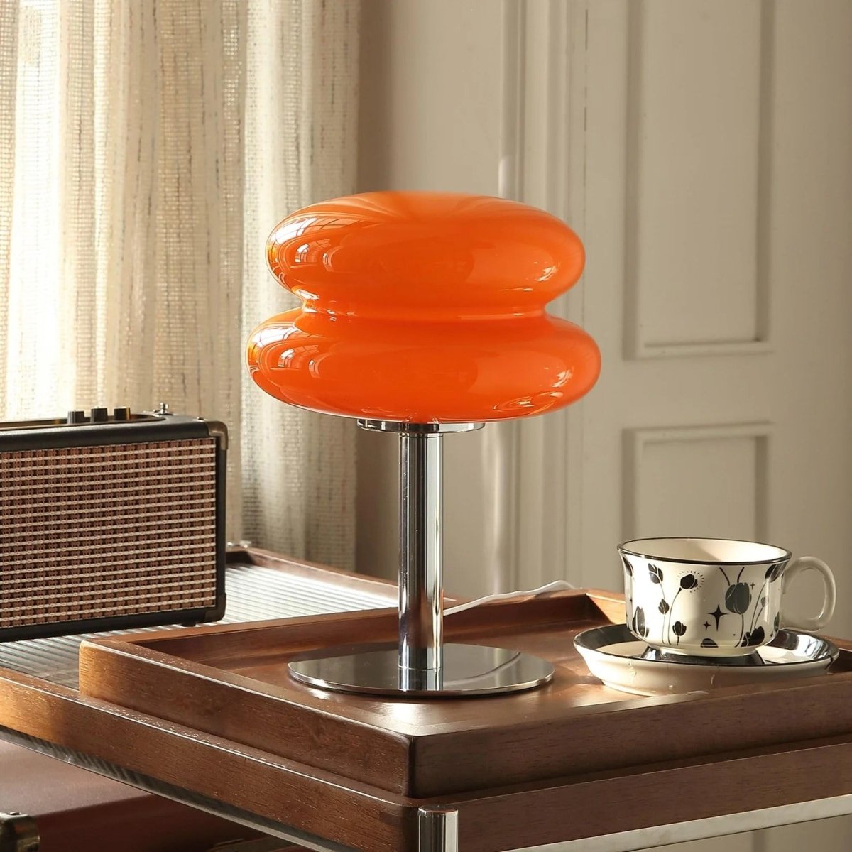 Sculptural Ribbed Glass Table Lamp — Scandinavian Design Style | RINGO™