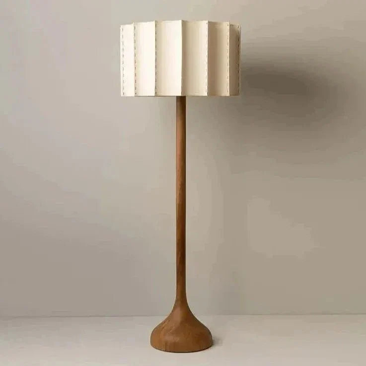 Pleated Linen & Wood Base Lamp — Japandi Style | Naya™