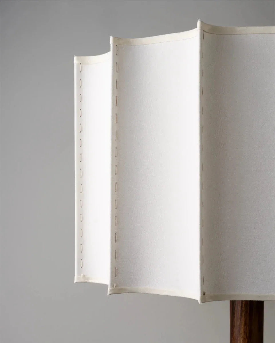 Pleated Linen & Wood Base Lamp — Japandi Style | Naya™